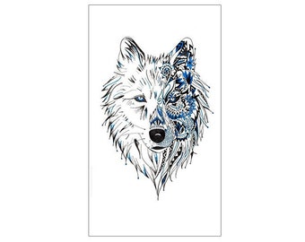 Tribal Wolf Tattoo - Etsy Tribal Wolf Tattoo - Etsy