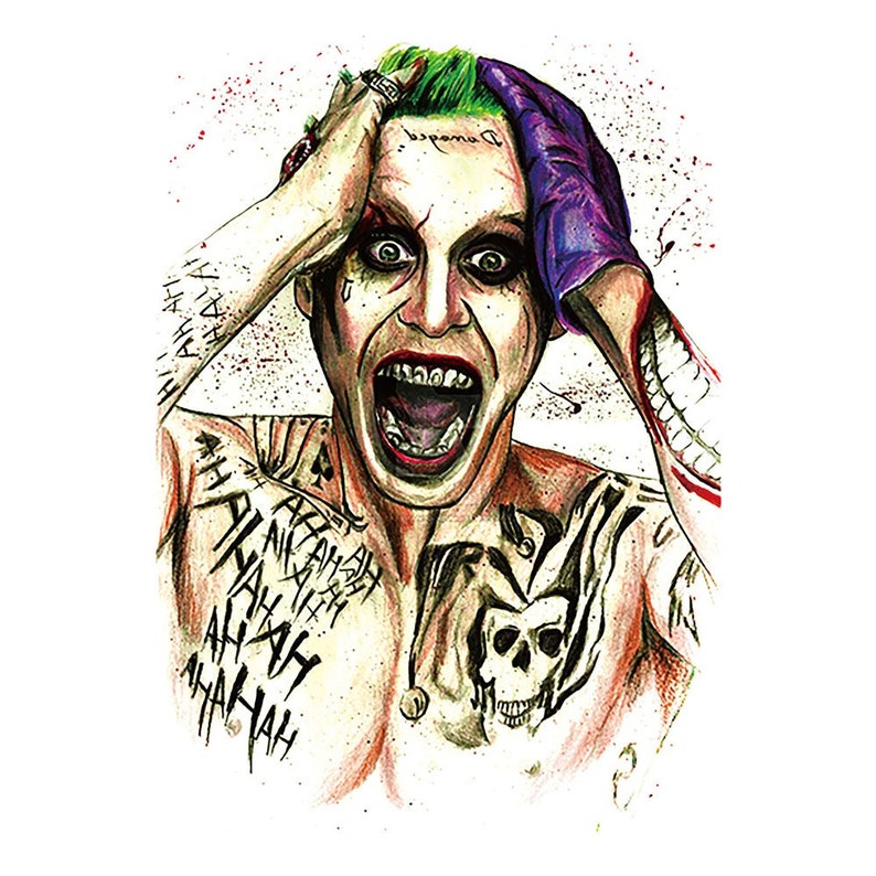 Joker Temporary Tattoo Realistic Fake Tattoo Large Tattoo Etsy New