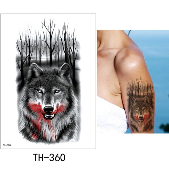 directory Smederij Slepen Wolf tijdelijke tattoo bos nep tattoo grote tattoo body - Etsy Nederland