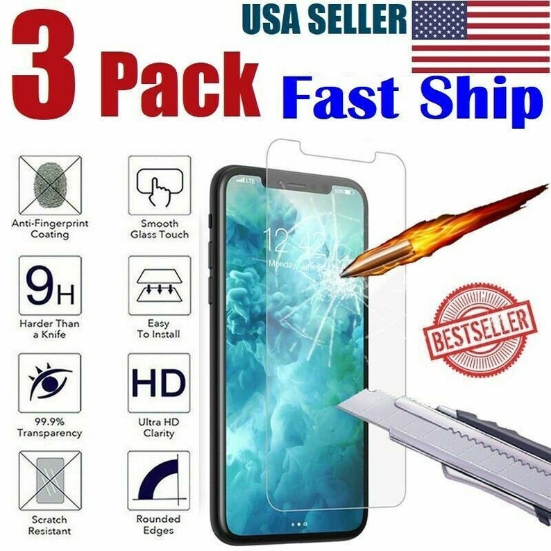 3 Pack iPhone XR Tempered Glass Protector iPhone XXS Screen Protector iPhone XSMAX Tempered Glass Screen Protector