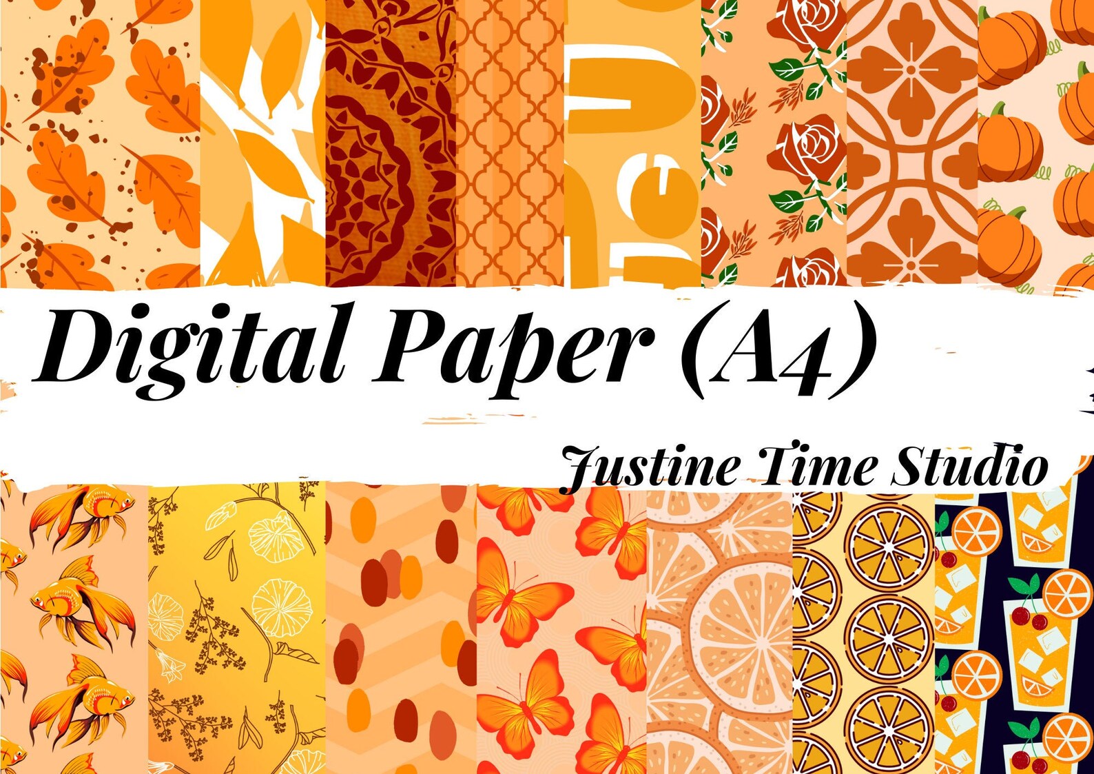 15 Orange Paper Printed Patterns Instant Download Printable | Etsy