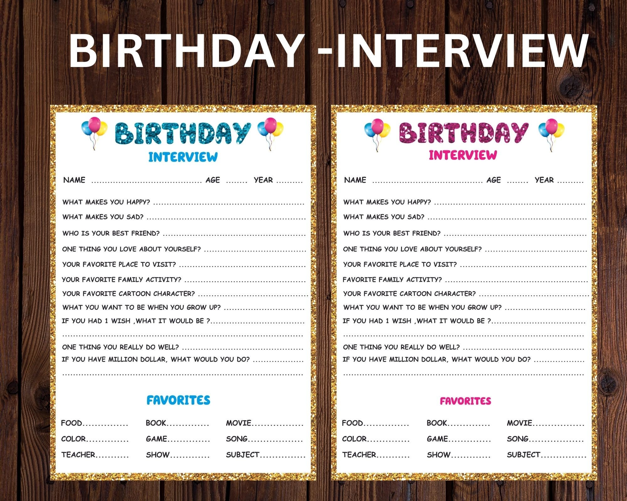 BIRTHDAY INTERVIEW TEMPLATE. - Etsy
