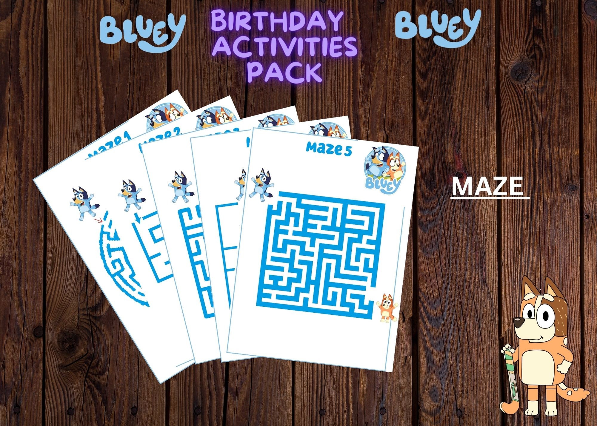 Bluey and Bingo Bluey Inspired 120 Piece Personalised Jigsaw Puzzle  Birthday Gift Present Custom Customisable 