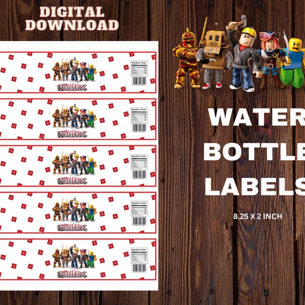 Roblox Water Bottle Label. Roblox  digital download.