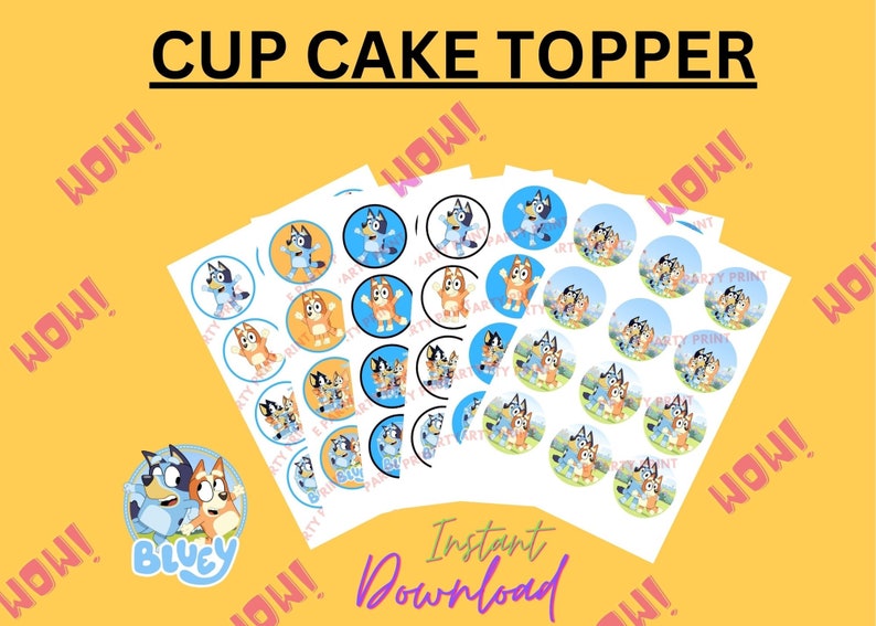 Bluey Cupcake Topper - Etsy