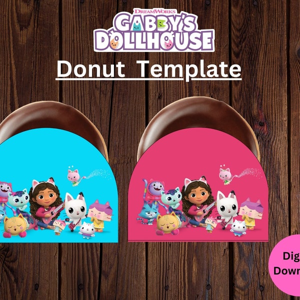 Gabby Dollhouse Donut Box Template. Gabby Dollhouse Birthday Printable.