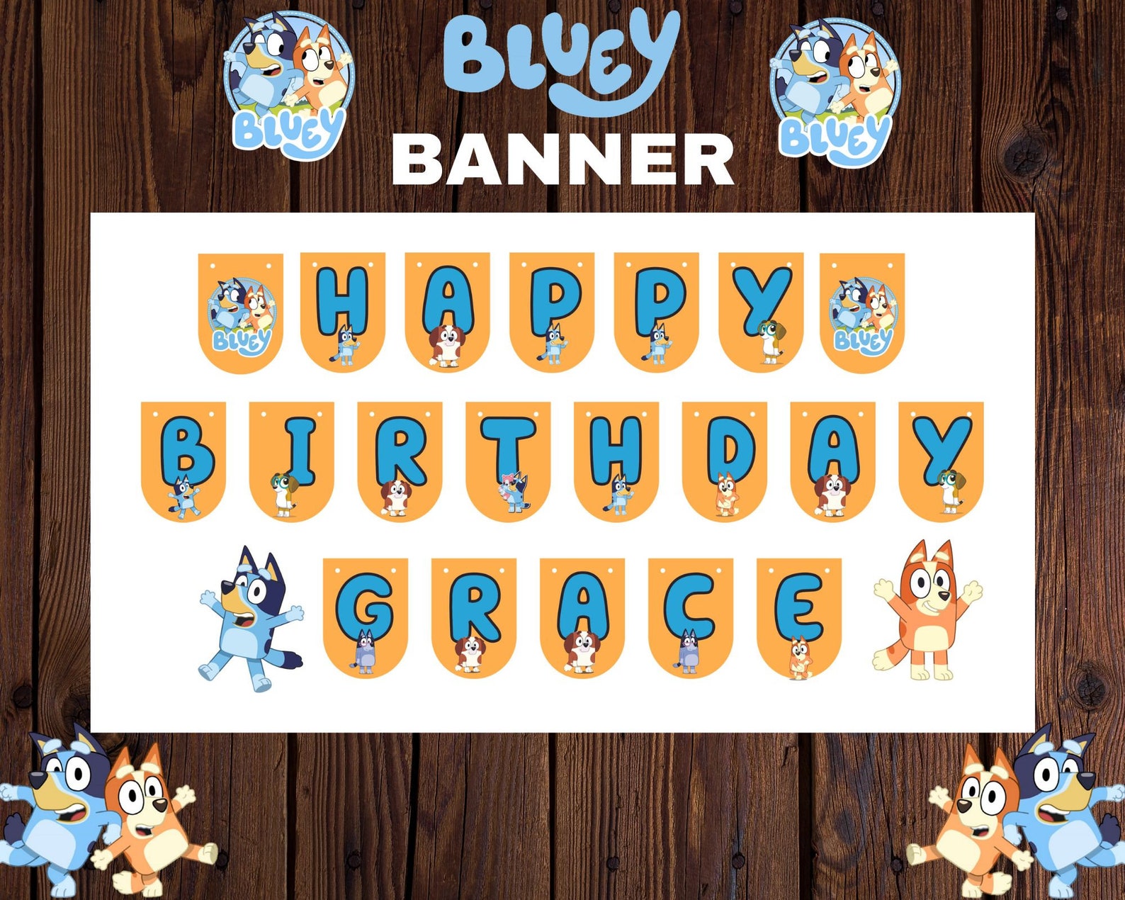 Bluey Birthday Banner. Bluey Instant Download - Etsy