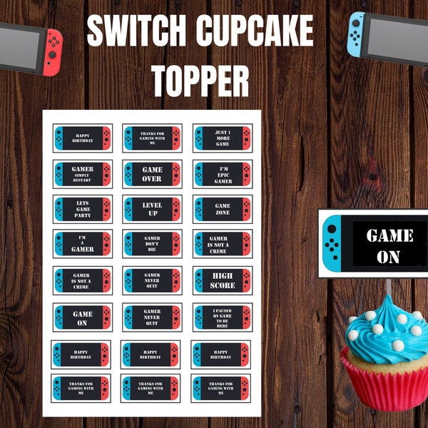 Switch Cupcake topper. Video Game Cupcake topper. Nintendo cupcake topper