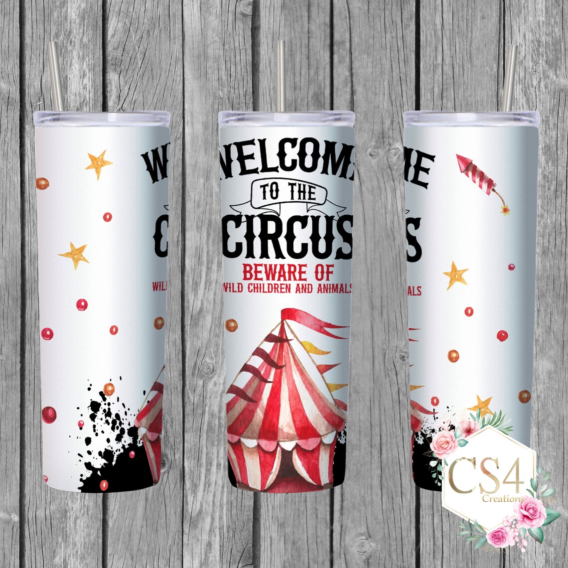 to the Circus Tumbler 20oz Skinny Tumbler With Straw Etsy