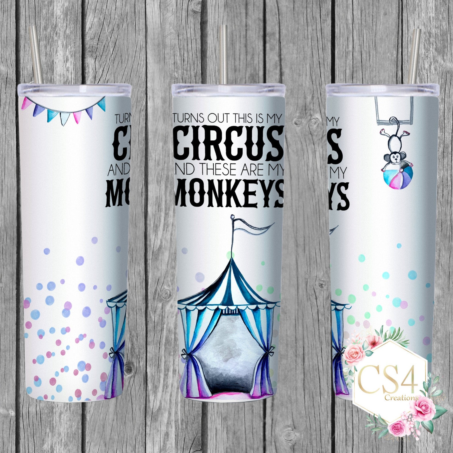 This is My Circus Tumbler 20oz Skinny Tumbler With Straw Etsy
