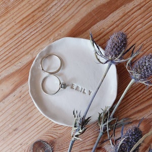 Neutral Personalised Ring Dish Handmade l Trinket Dish l Ring Holder l Mothers Day Gift l Bridesmaid l Jewellery Dish