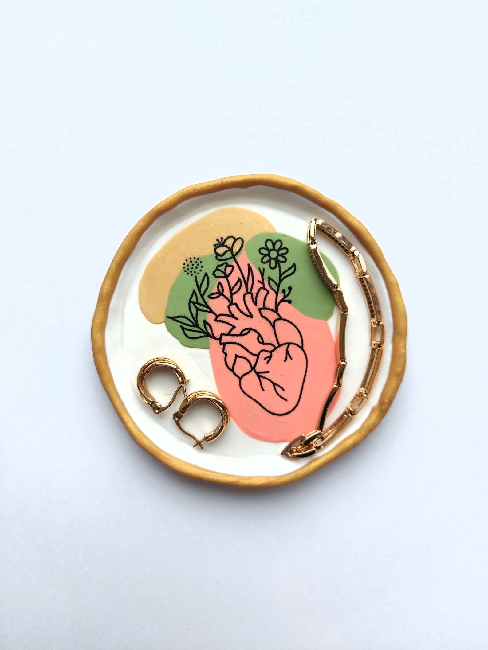 Polymer clay ring dish Anatomical heart trinket dish Etsy