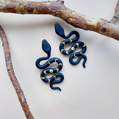 Polymer Clay Earrings Snake Garden Serpent Etsy