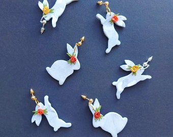 Buy Polymer Clay Easter Bunny Earrings, White Rabbit Earrings