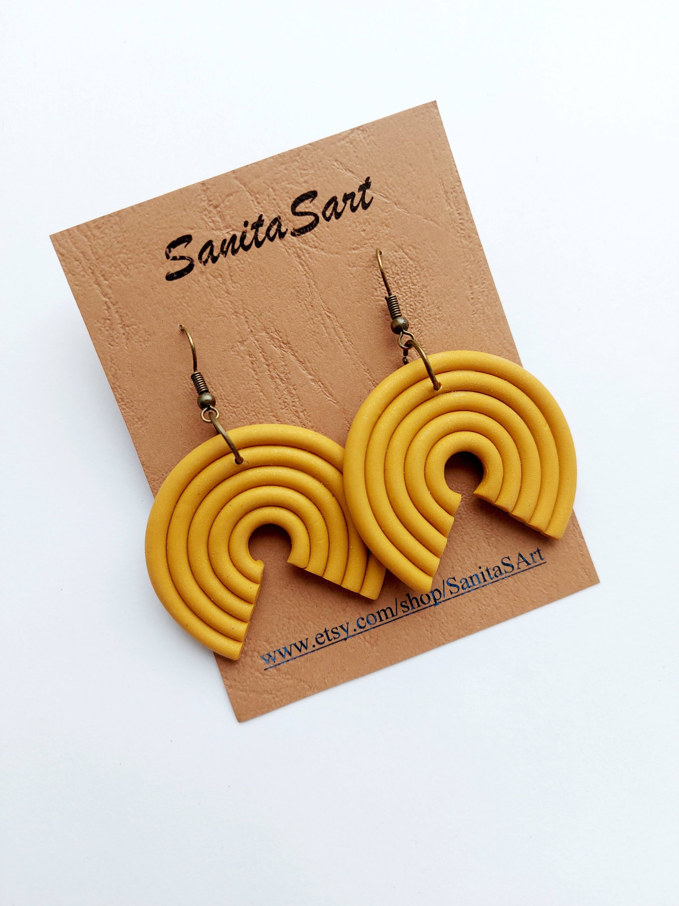 Mustard yellow earrings Oversized big round earrings African Etsy 日本