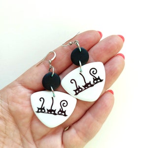 Black Cat Polymer clay earrings, Cat jewelry
