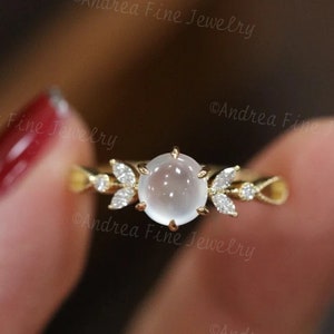 Dainty Jadeite Cabochon Ring, Ice Jade Simple Ring, Self Love Pinky Ring, Modern Jade For Luck Feng Shui Ring, Fine Jade Anniversary Rings