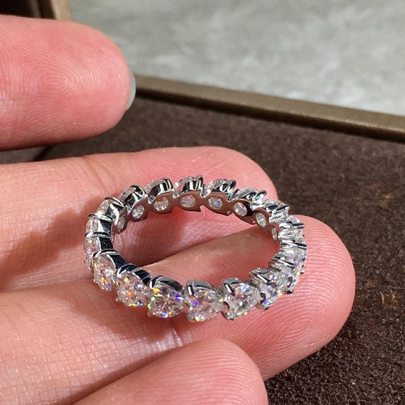 Heart Shape Full Eternity Wedding Band Heart Diamond Ring Heart