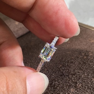 Emerald Cut Eternity Band, 1 Carat Moissanite Solitair Ring, Diamond Wedding Band, Midi Rings, Rose Gold Stackable Rings, Stacking Rings