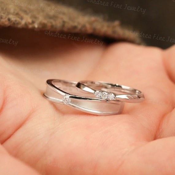 Sun Moon 925 Sterling Silver Couple Rings | Promise Ring Set | Avijewelry