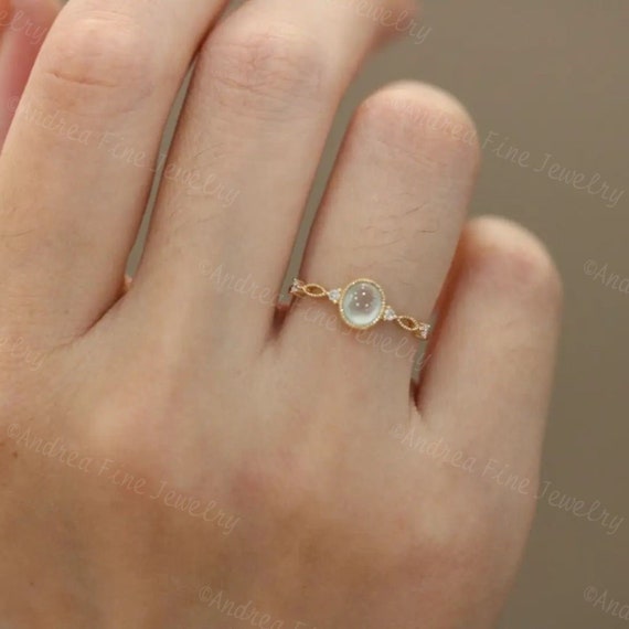 本物の翡翠ダイヤモンドリング、ライトグリーンの翡翠結婚指輪