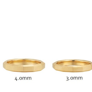 14k Solid Gold Frosted Matte 3d Polygon Couple Rings Set, Personalized ...