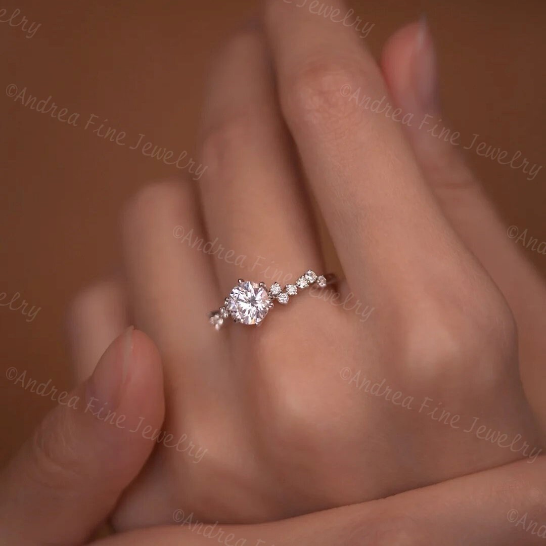 指輪・リング Coil Spiral Pave Ring / 6 Prong #8408 6 Prong Single Diamond Engagement Ring, Zig Zag Wedding Band