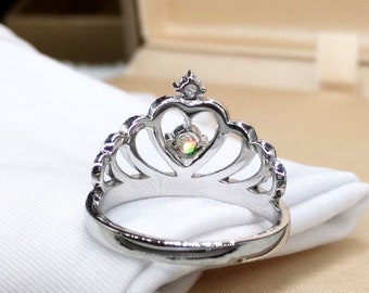 Uloveido Anello Corona Principessa Con Zaffiro Simulato | Gioiello Fede In Ottone Con Zirconi | Regalo Fidanzamento E Promessa