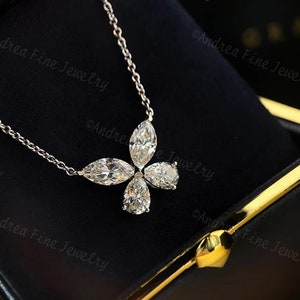 Diamond Butterfly Pendant Necklace, Marquise Butterfly Chain Necklace, Ag925 Sterling Silver 18k White Gold, Butterfly Necklace Choker