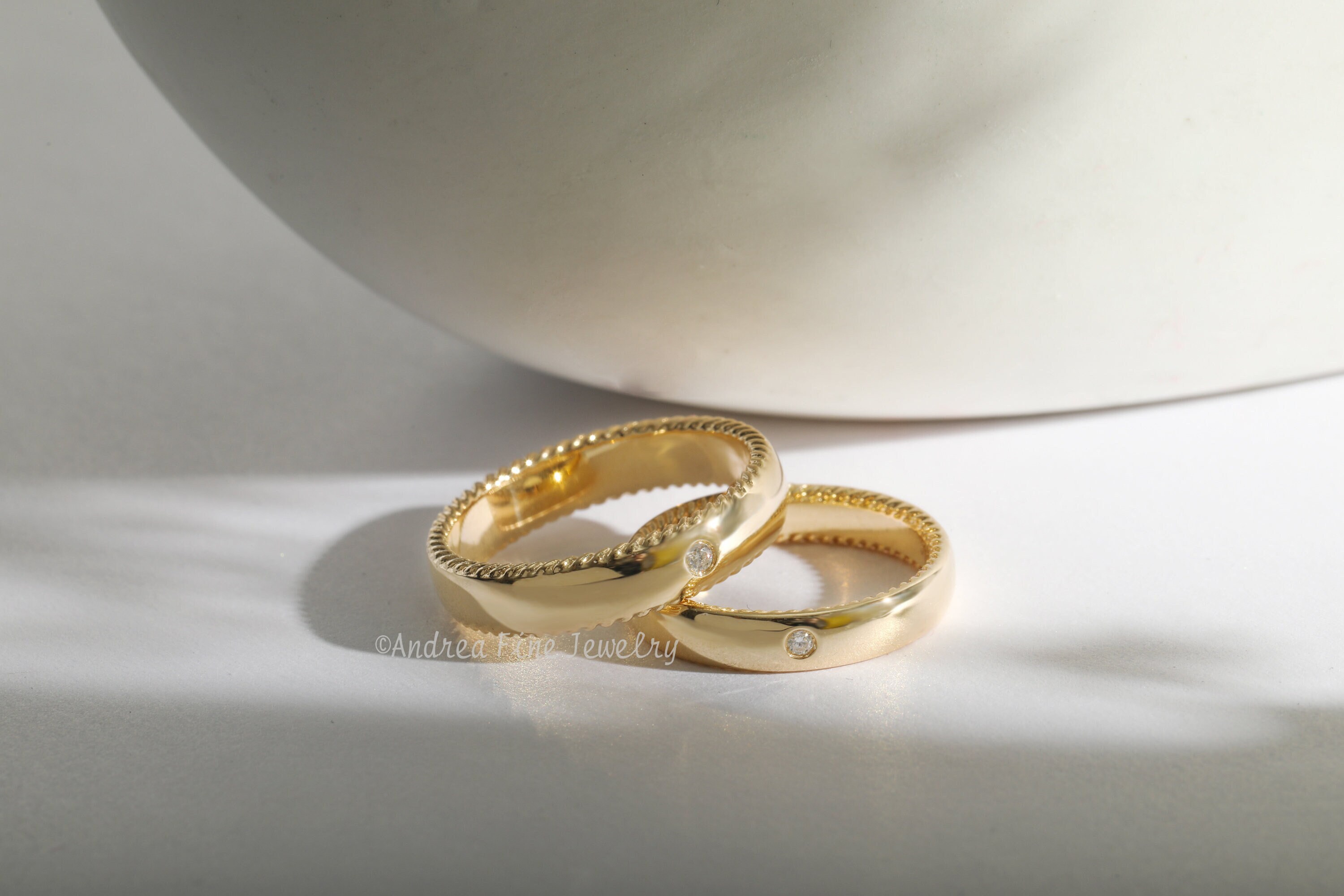 14k Gold Single Diamond Minimalist Engagement Ring Set, Eternal Love Couple Rings, Promise Ring Set, Mens Wedding Band, Statement Ring