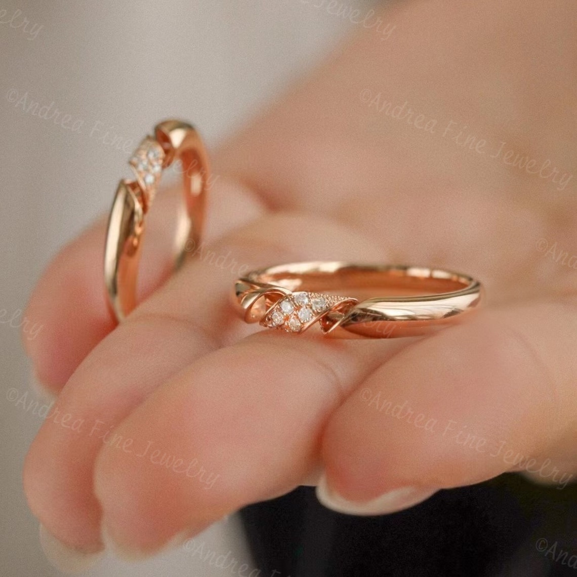 14k Gold Unique Couple Ring Wedding Band Sets for Couples - Etsy