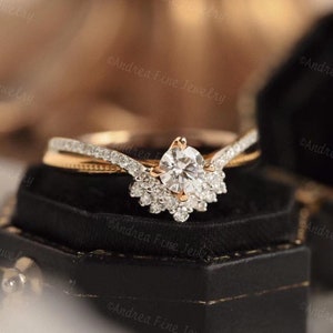 Two Tone Gold Colors Best Unique Engagement Rings, Unusual Rings For Women, Different Wedding Rings, Affordable Moissanite Solitaire Rings