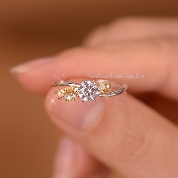 0.5 カラット モアッサナイト ツートンゴールド 結婚指輪 - 18K 