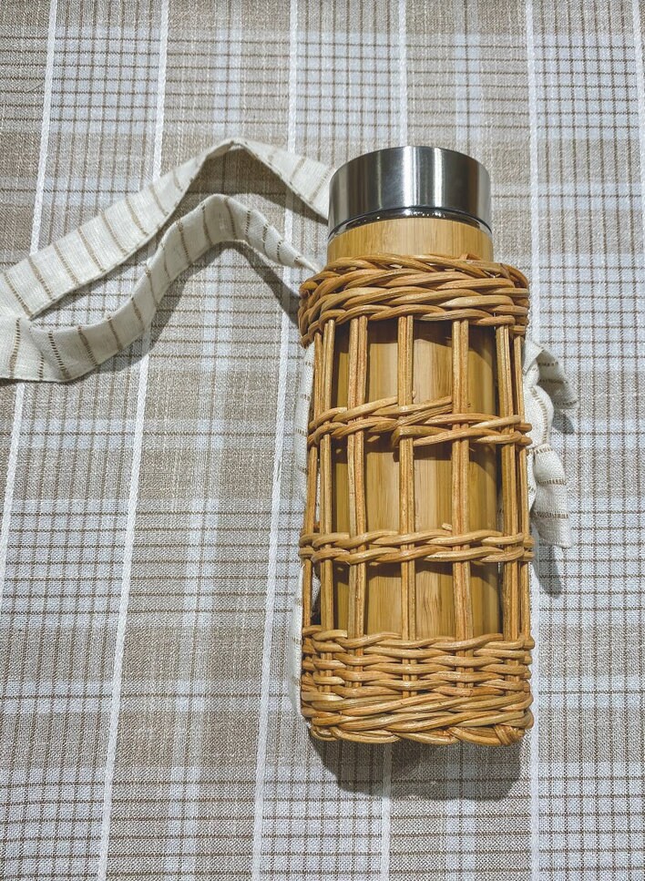 Rattan Cup Holder Handgemaakte Rotan Fleshouder Picknick Etsy