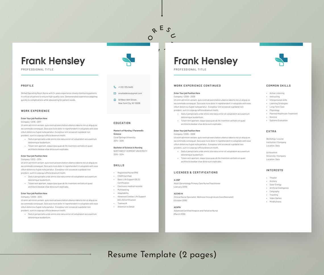 medical-resume-template-for-word-nurse-resume-template-etsy