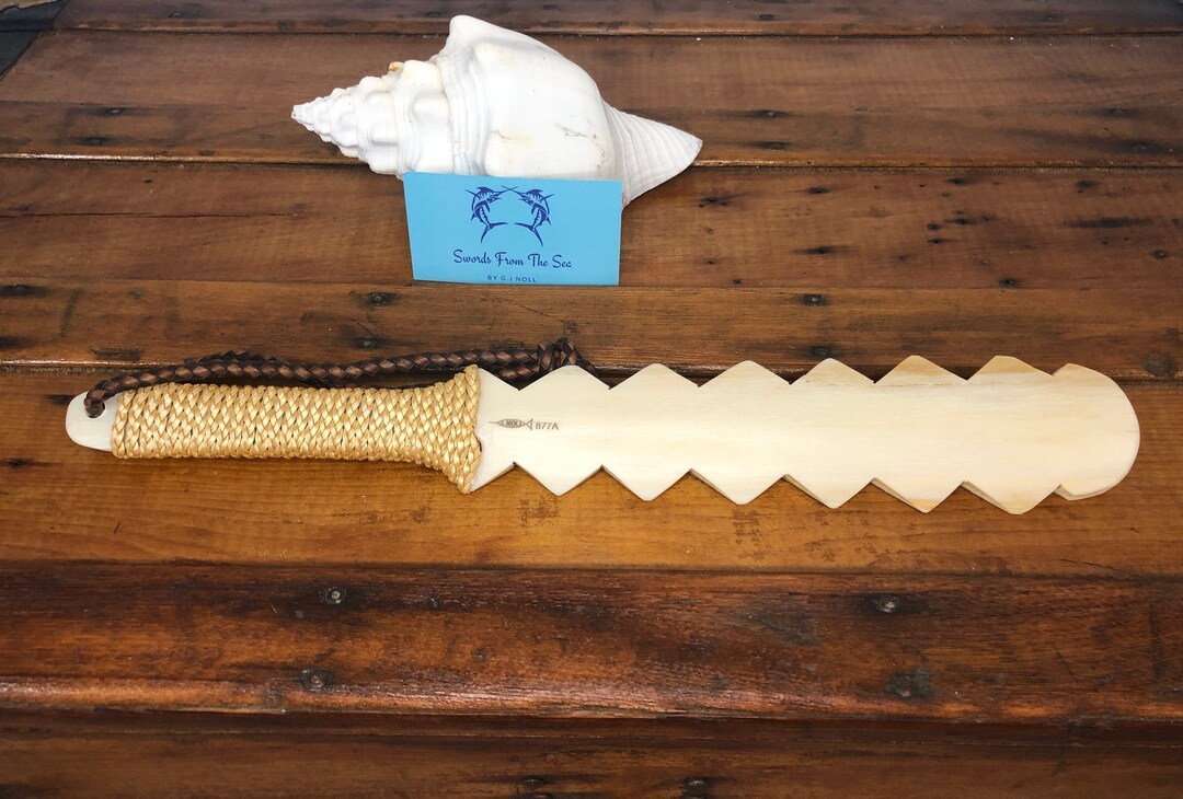 15 Serrated Swordfish Bill Fish Club With Leather Handle & Strap Etsy