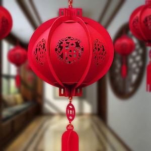 2 lanterne cinesi Fook decorazioni in feltro decorazioni per matrimoni decorazioni per la casa decorazioni per matrimoni cinesi decorazioni CNY decorazioni per la festa di metà autunno cerimonia del tè CNY