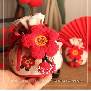 1/2/10/20/30/50 Sacchetto di caramelle per matrimonio cinese Sacchetto di caramelle CNY Decorazione cinese della doppia felicità Decorazione della cerimonia del tè per matrimonio asiatico CNY