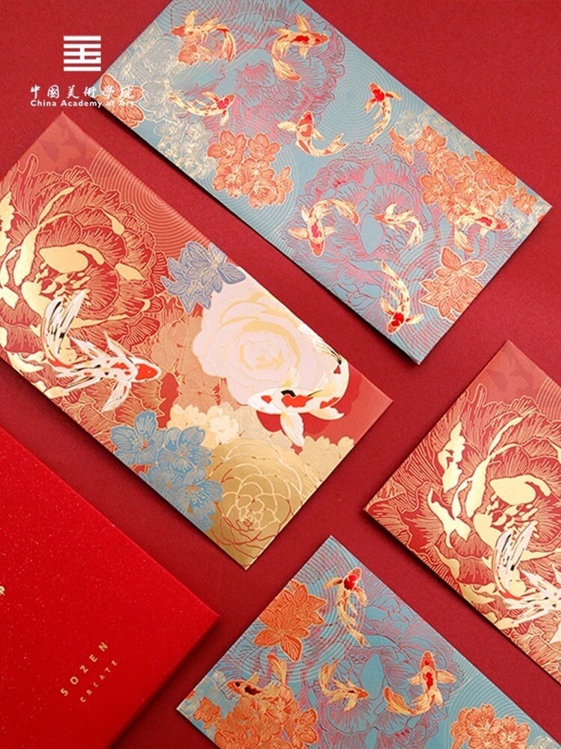 Contemporary Floral Red Money Envelopes - Chinese New Year, Wedding ...