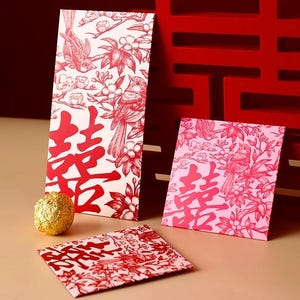 24 Chinese bruiloft rood pakket theeceremonie rode envelop dubbel geluk geld envelop bruiloft deocr Oosterse bruiloft Oosterse bruiloft