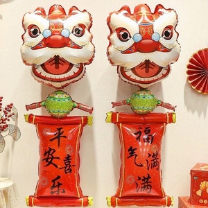 Palloncino di stagnola a forma di leone, decorazione da parete per il capodanno cinese, decorazione da parete CNY