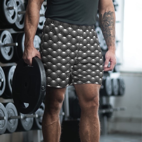 Men's Black and White Athletic Long Shorts