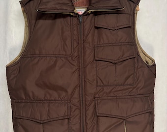 Vintage 90s Down Utility Vest | Adventure Gear Brown Puffer Vest | Gorpcore Outdoor Style Mens Medium