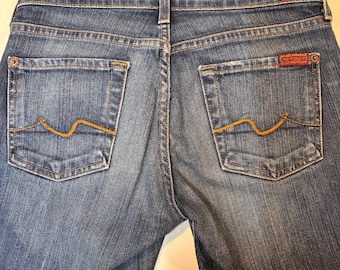 Vintage 7 For All Mankind Jeans | Made in USA | Size 25×30 | Bootcut Denim | Y2K Designer Jeans | Authentic 7FAM