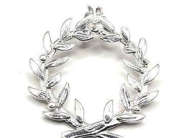 Olive Wreath Leaf Sterling Silver Pendant