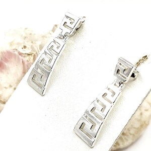 Handmade Greek Key Meander Silver 925 Stud Earrings For Women