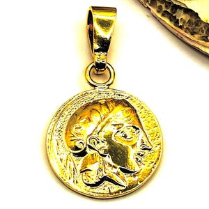 Handmade Athena Owl Athenian Tetradrachm Silver Gold Plated Coin Pendant