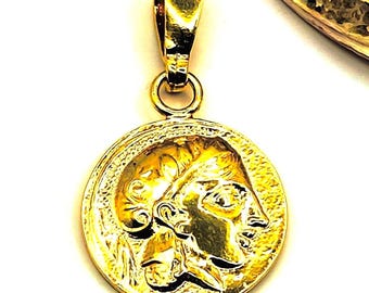 Handmade Athena Owl Athenian Tetradrachm Silver Gold Plated Coin Pendant