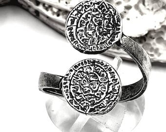 Greek Coin Phaistos Disc Sterling Silver 925 Ring