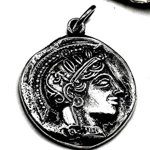 Handmade Ancient Greek Athena Coin Silver 925 Pendant